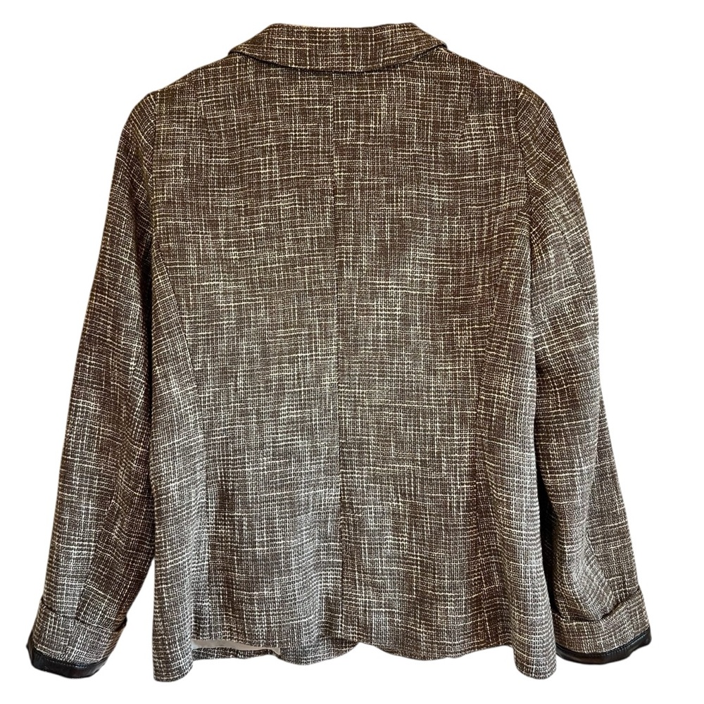 Maxmara woven cotton blazer with leather accents size 12 excellent condition - Picture 8 of 14